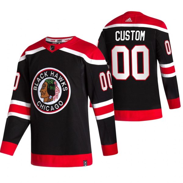 Chicago Blackhawks Trikot Benutzerdefinierte 2021 Reverse Retro Special Edition Authentic Schwarz